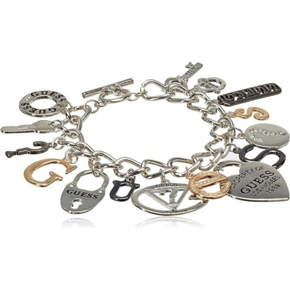 Basic Mixed Metal Logo Charm Toggle Charm Bracelet
